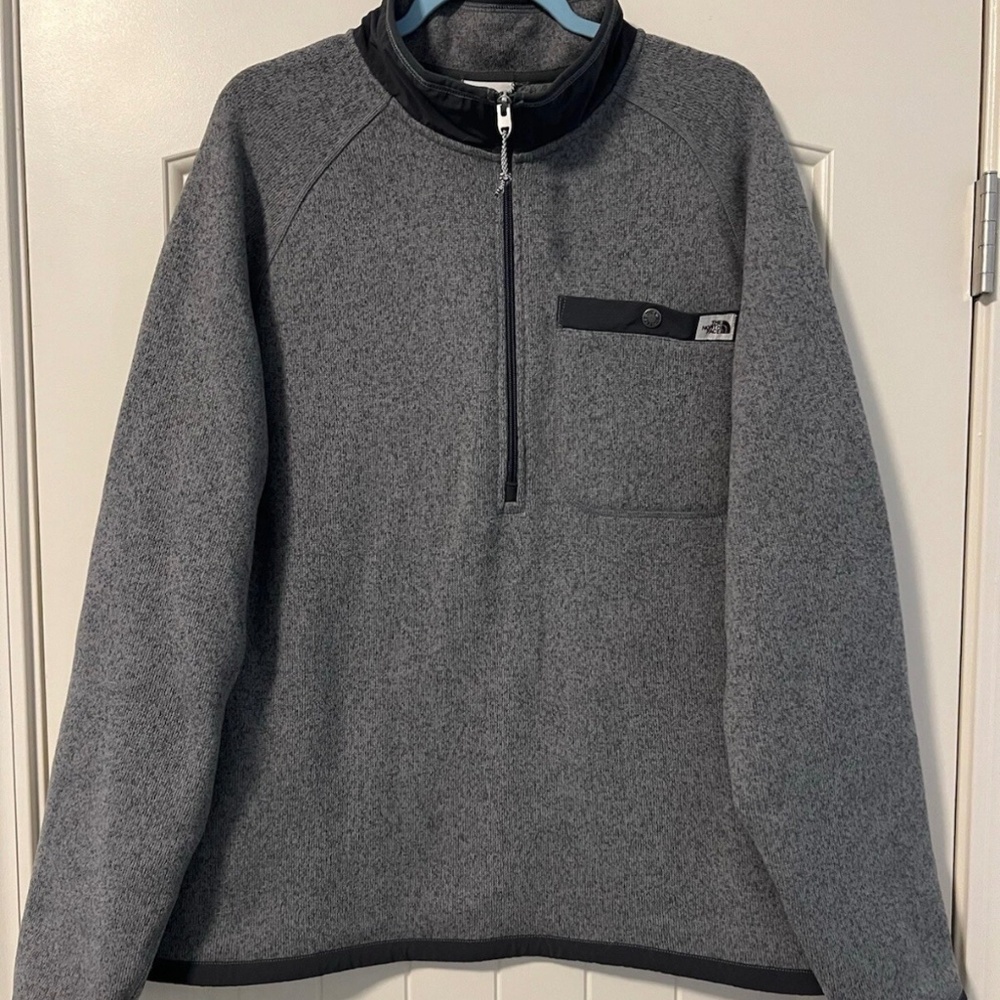 The North Face Men’s Gordon Lyons Gray 1/4 Zip Fleece Pull Over Sweater Size XL